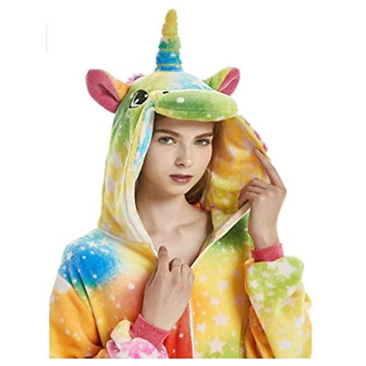 JXUFUFOO Pijama Unicornio Disfraz Cosplay Onesie Animal Ropa de Dormir Halloween Carnaval para Mujer Hombre, XL(Altura 1,78m-1,91m)