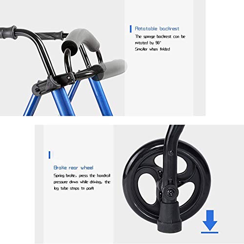Déambulateur pliable avec siège et 4 roues pour senior - 5