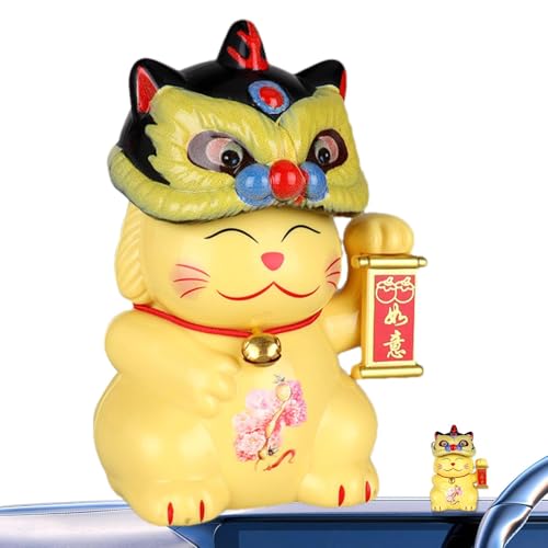 Chat de Fortune saluant, de Chat Chanceux | Chat Chanceux hochant la tête à énergie Solaire | Chinois pour Chats Porte Bonheur Solaire, Chat de la Chance