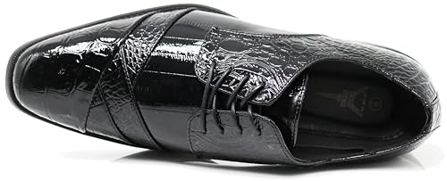Image of STW Men's Alligator Crocodile Print Oxfords Fashion Lace Up Dress Shoes
