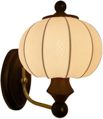Modern Vintage Fabric Wall Sconce Wood Base E26E27 Base Wall Mount Lighting for Bedroom Hallway Home Decor