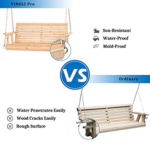image for VINGLI Heavy Duty 880 LBS Patio Porch Swing Outdoor PU Painting, Hangi