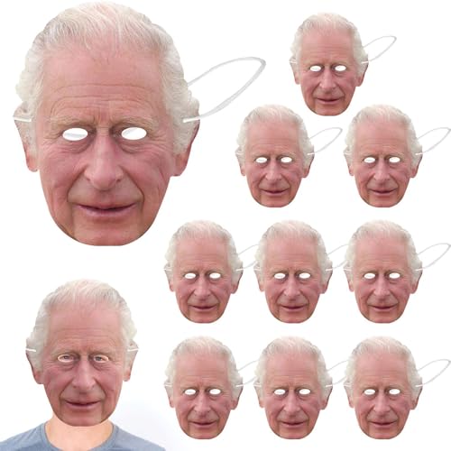 Wusideday King Charles III Hatless Parties Face Cover 10 Pieces Coronation Decorations King Cosplay - Coronation Party Decorations Celebrity Costume