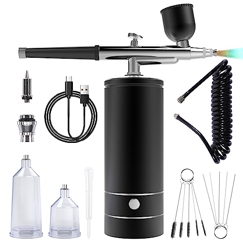 Airbrush Kit with Compressor Rechargeable Cordless Airbrush Compressor Airbrush Nail Machine Cordless Airbrush Kit Spray Makeup Airbrush for hair dyeing, nail art, food decoration, makeup, painting