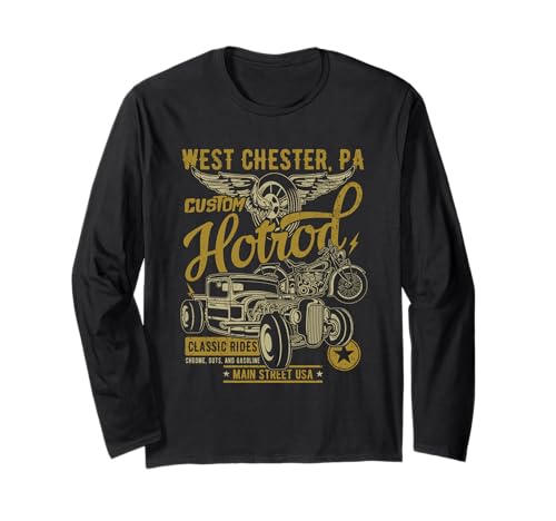 West Chester PA USA Vintage Hotrod Design stile invecchiato Maglia a Manica