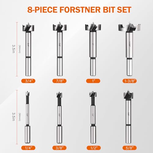 Kendo FDB-8PCS 8 Piece Forstner Bit Set, Made Of Alloy Steel, Forstner Bits For Woodworking, Auger Opener Round Shank Drilling Cutting Tool thumb #1