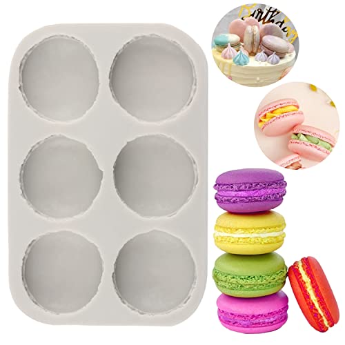 MYPRACS Moules à Fondant En Silicone 6 cavités Macarons 3D Hamburger Pour Décoration De Gâteaux Chocolat Bonbons Mini Savon Bombe De Bain Ensemble De 1