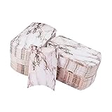 Airssory 100 Pcs 3x2 Inch Vintage Kraft Paper Pillow Candy Packaging Box Marble White Box Rustic...