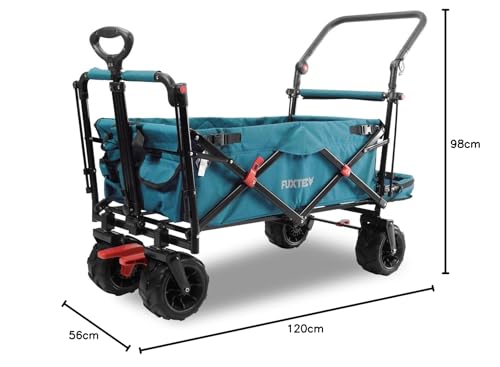 FUXTEC FX-CTB800 Blue Foldable Beach Wagon with Roof – Extra-Wide