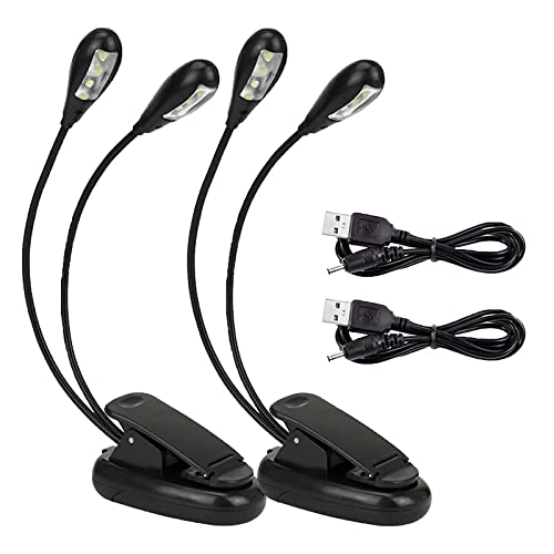 2 unidades de luz LED para partituras, 8 luces LED con cable USB, brillo ajustable de 2 marchas, adecuado para soporte de piano, escritorio, atril