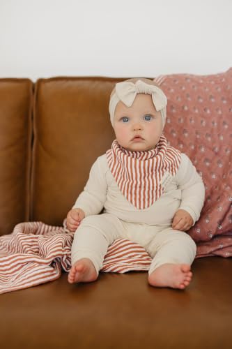 Image of Mebie Baby Muslin Quilt, Vintage Pink Floral Pink Stripes, 100% Cotton Baby Blanket for Girls & Boys, Newborns to Toddler, Soft Swaddle Blanket, 47 inchx47 inch