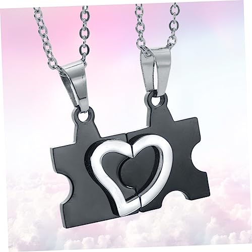 PACKOVE 2 Pares Coração Quebra-Cabeça Chaveiro Casal Pingente Jóias Bff Colar Amizade Colares Para 2