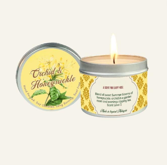 Orchid & Honeysuckle Scented Candle x11, 3.88oz Travel Tin, 100% Soy Wax, Triple Scented, Up to 30 Hours Burning Time, Perfect for Bedtime and Meditation