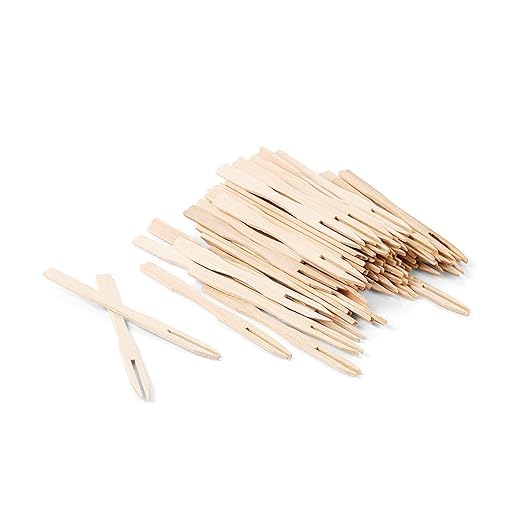 SWASTHA HYGIENE Wooden Fruit Fork Sets | Mini Fork for Snacks | Eco-Friendly Wooden Cutlery | Bamboo Party Forks | Mini Cocktail Picks |Fruit Appetizers Dessert Forks (9 CM, 160)