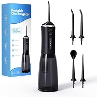 Water Flosser for Teeth Pick,360ML Rechargeable Travel Oral Irrigator Cleaner,IPX7 Waterproof Daily Dental Care Machine for Home (Black)