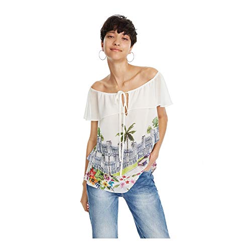 Desigual Blouse Sleeveless Colette Woman White, Blanc (1000), X-Small Femme