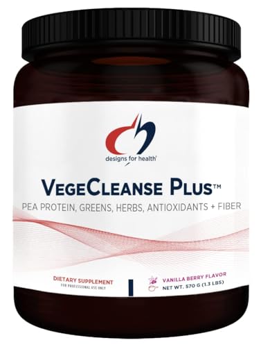 Designs for Health VegeCleanse Plus - Detox Powder with 17g Pea Protein - Cleanse with Vegetables, Antioxidants, Herbs, Vitamins + Minerals - Berry-Vanilla Flavor Drink Mix (15 Servings / 570g)