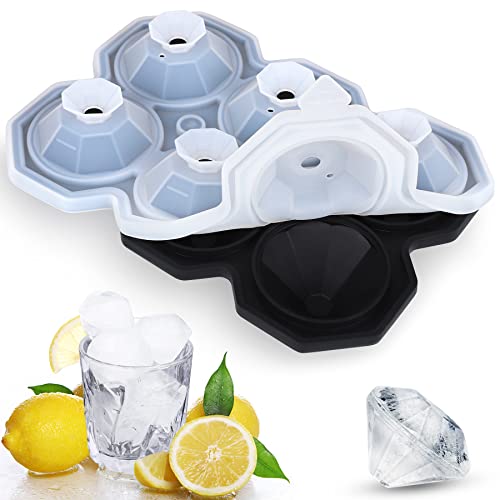 Mamowla Bandeja de Cubitos de Hielo con Tapa, 6 Rejillas, Cubiteras para Hielo de Diamante, Moldes de Hielo de Silicona Reutilizables para Whisky, Escocés, Cóctel, Gelatina y Pudín Cover