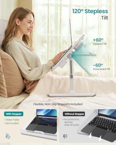 Image of SONGMICS Bed Laptop Desk, Foldable, Adjustable Height, 15.7 x 22 Inches