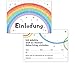 Produktbild Einladungskarten Kindergeburtstag 12er Set Regenbogen - Geburtstagseinladungen für Mädchen und Jungen bis 10 Jahre  Bunte Partyeinladung zur Geburtstagsfeier, Einladung Kinder, Karte, Geburtstag