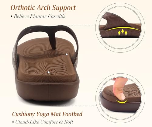 KuaiLu Flip Flops For Women Ladies Orthotic Yoga Mat Cushion Sandals Dressy Womans Lightweight Summer Slip On Beach Sandles with Comfortable Arch Support (US Size 5-12)4