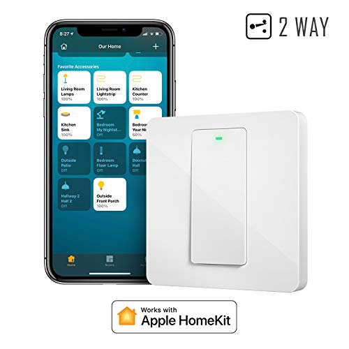 Homekit Wechselschalter, Meross Smart Schalter WLAN Wandschalter, 2 Weg benötigt Nullleiter, physische Taste Schalter, kompatibel mit Siri, Alexa, und Google Home, 2,4 GHz, Kein Hub erforderlich