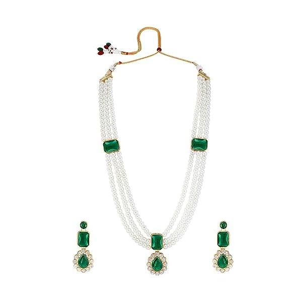 Peora Crystal Faux Pearl Kundan Necklace & Jewelry Set Gift for Women - Image 7
