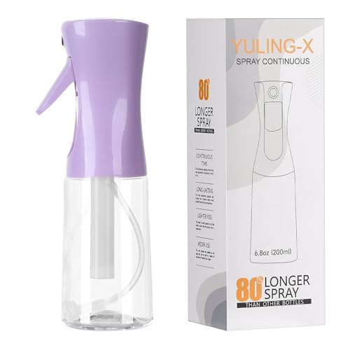 YULING-X hair spray bottle, ultra-fine spray continuous spray bottle (200ml/6.8oz), used for hair design, vegetation, cleaning and skin care - empty, reusable (Purple)