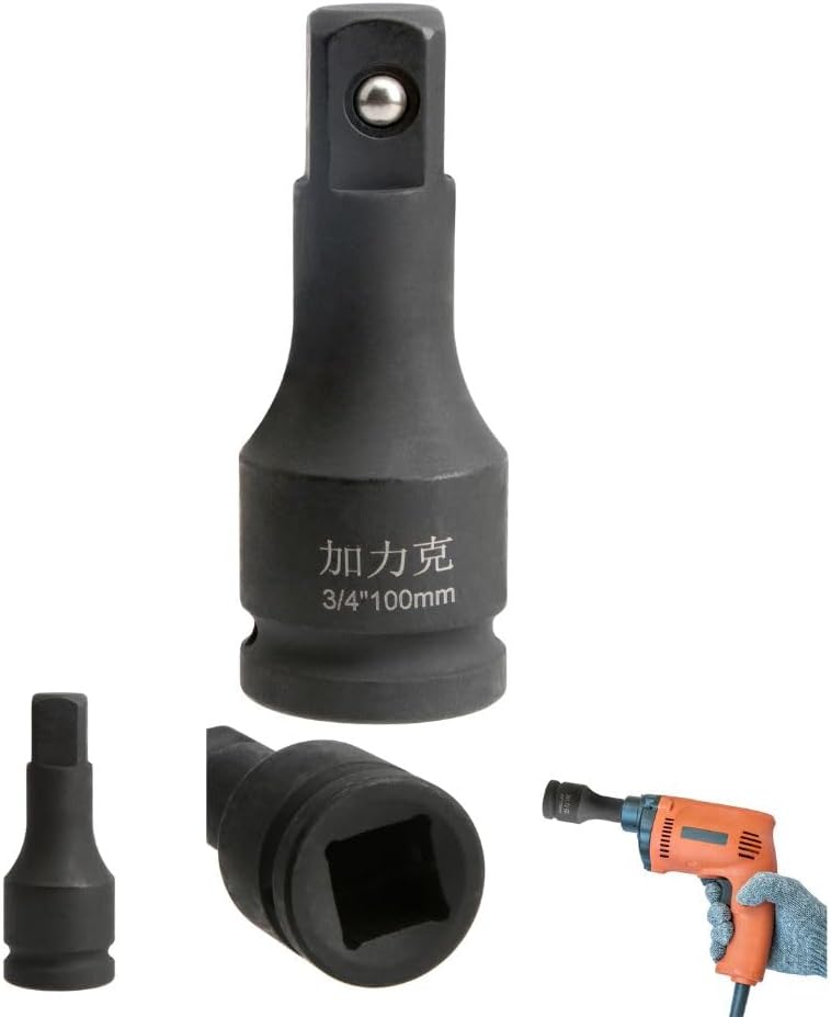 3/4'' Drive Extension 100mm / 3.94 inches Length, use with Air Impact Drivers, Ratchets - Extensions Bar Chrome Alloy Steel, Black
