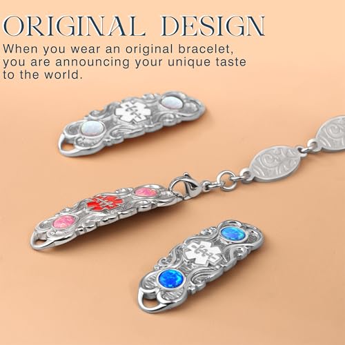 Custom Elegant Medical Alert Bracelets for Women with Free Engraving,Personalized Emergency Identification Blood Thinner Diabetes Epilepsy ID Bracelet Life Alert Jewelry4