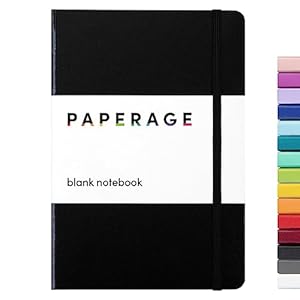 PAPERAGE Blank Journal Notebook, (Black), 160 Pages, Medium 5.7 inches x 8 inches – 100 GSM Thick Paper, Hardcover