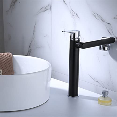 Robinet de lavabo rotatif en laiton argenté pour évier blanc