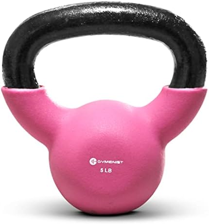 GYMENIST Kettlebell Fitness Iron Weights with Neoprene Coating Around The Bottom Half of The Metal Kettle Bell (5 LB)