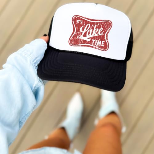 Image of It's Lake Time Summer Classic 5 Panel Foam Front Mesh Snap Back Trucker Hat