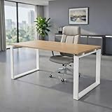 OFIFACTORY Mesa Oficina Profesional | Escritorio Madera con Tablero de Melamina 25 mm Ideal para Despacho, Roble)