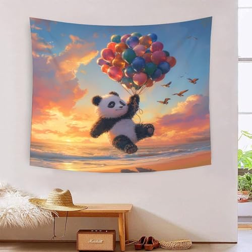 Tapisserie Panda 3D effet visuel décoration murale en tissu 180x230cm