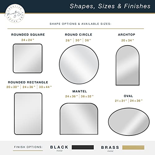 MCS Master & Co. Modern Metal Large Wall Mirror, Minimalist Home Decor Arch Mirror for Living Room, Bedroom, or Bathroom, 20 by 34 Inch, Brass by MCS - Image 5