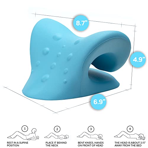 Ibywm Fsa Hsa Eligible Neck Stretcher Cervical Traction Device, Neck Hump Corrector, Cervical Spine Alignment, Neck Traction For Muscle Tension Relief, Chiropractic Pillow (Light Blue) #TOP5