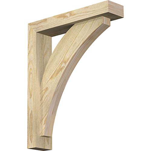 Ekena Millwork BKT0402X18X22THR05RDF Thorton Block Bracket w/Offset Brace, 4" W Douglas Fir (Rough Sawn)