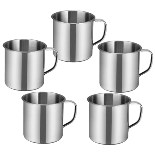 UTHCLO 5pcs Office Cup Cold Drink Cup Insulated Tumbler Were Resistant Water Cup Steel Mug Thermal Mug Enamel Cup Camping Mugs Tin Mugs Aluminum Jug Bubble Lid Stainless Steel Cup Silver