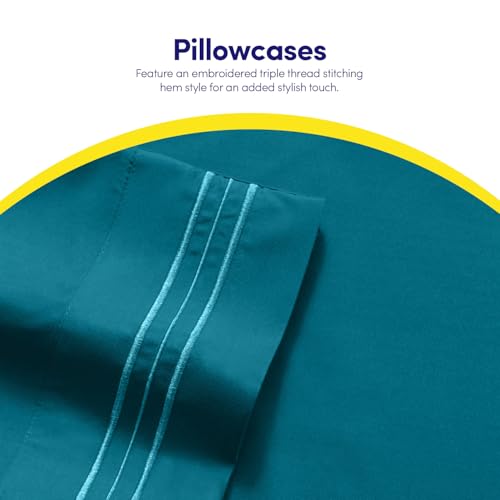 Image of 1500 Supreme Collection Twin XL Sheet Sets Teal - 3 Piece Bed Sheets and Pillowcase Set for Twin XL Mattress - Extra Soft, Elastic Corner Straps, Deep Pocket Sheets, Twin XL Teal