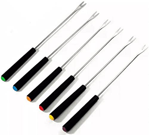 Kit 6 Garfos Para Fondue Petiscos Aperitivos Aço Inox 24cm