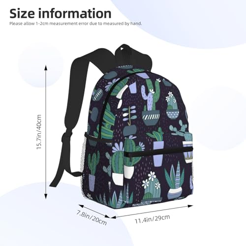 Sac à dos imprimé cactus noir polyvalent et confortable pour un usage quotidien