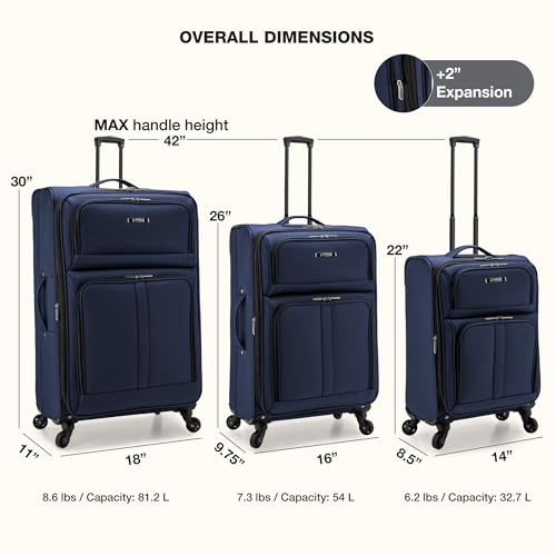 Image of U.S. Traveler Anzio Softside Expandable Luggage with Spinner Wheels, Navy, 2-Piece Set (22 /30)