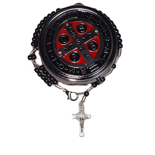 Teca Porta Hóstia Eucaristia Terço De São Bento DE PULSO Prata Estojo Para Comunhão Para Ministros - PORTA HÓSTIA