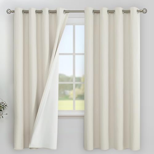 Image of YoungsTex Natural Linen 100% Blackout Curtains 68 Inch Length for Bedroom, Full Room Darkening Thermal Insulated Drapes with Grommet Privacy for Living Room Windows, 2 Panels, 52 X 68 Inch