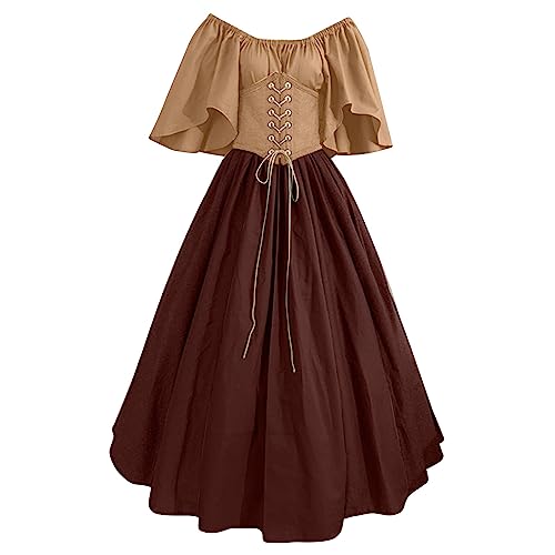 2025 Vestido Medieval Mujer Talla Grande Victoriano Steampunk Gótico Vintage Medieval Steampunk Traje Medieval Disfraz Mujer Victoriana Disfraces Vestido Halloween Renacimiento, 2 f, L