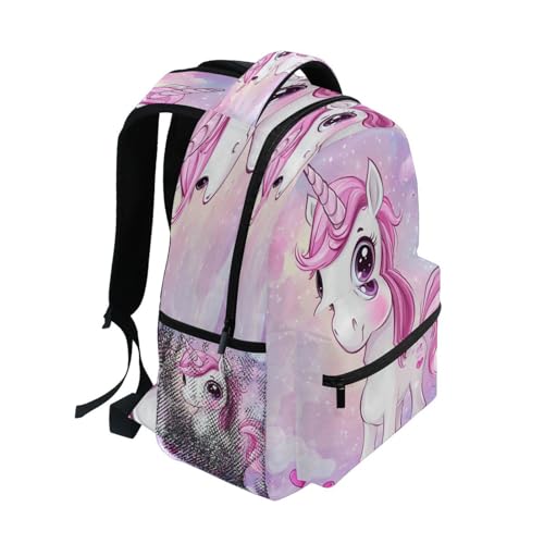 Dussdil Cute Pink Unicorn Horse (2) Kids Backpack School Backpacks for Boys Girls 16 IN Book Back Pack Bag Casual Travel Daypack with Adjustable Shoulder Strap Zipper2