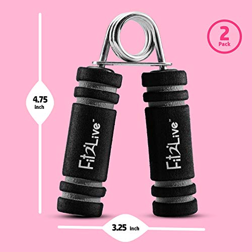 Fit2Live 2 Pack Hand Grip Exerciser Strengthener - Grip Trainer for Wrist and Forearm Workout and Carpal Tunnel Squeeze Therapy