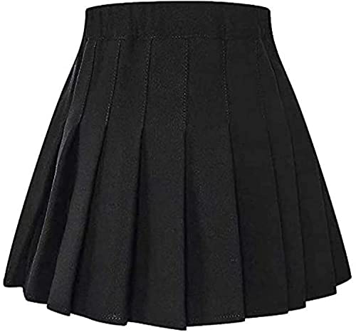 Binpaw Girls Pleated Skirts Tennis High Waist Pleated Zipper Uniform Skater With Lining, Black, 3-4T(3-4 Years) = Tag 110 #TOP1
